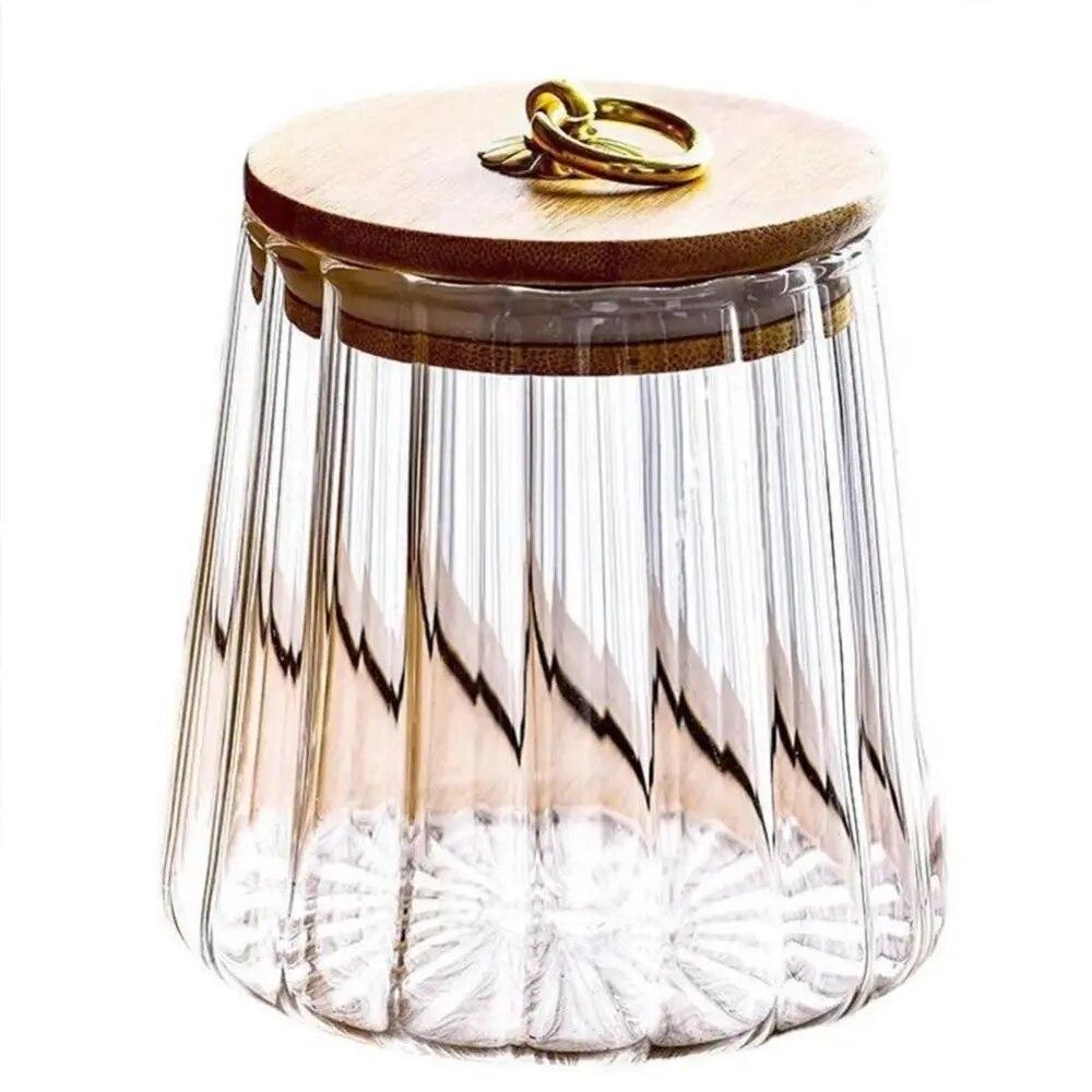 

Контейнер для пищевых продуктов Кухонные бутылки для хранения Банка Стеклянная герметичная канистра Зерна Чай Кофейные зерна Зерна Конфеты Банки Контейнеры с деревянной крышкой