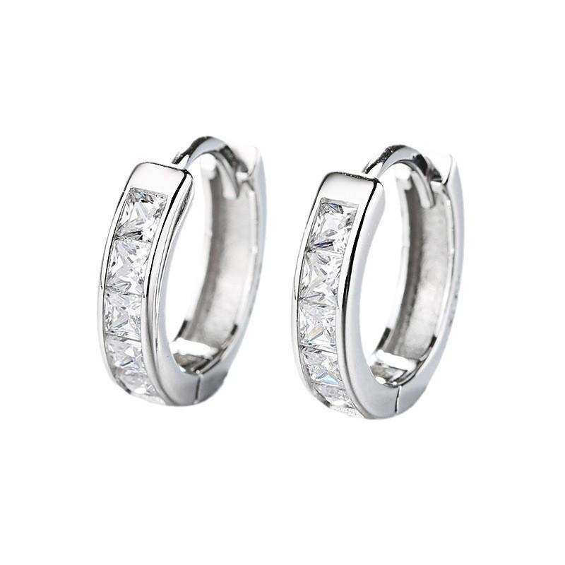 Super fairy synthetic zircon circle ear buckle women s simple temperament circle earrings niche design sense cold wind ring ear jewelry