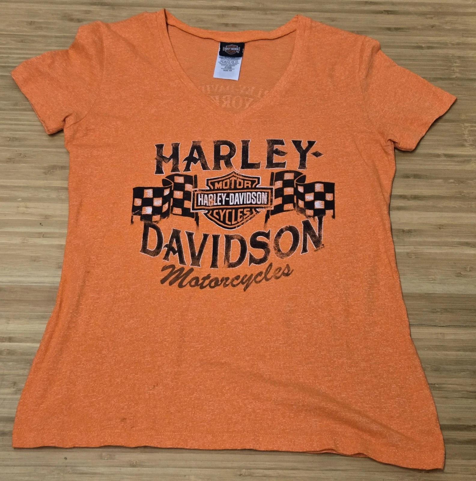 

Harley-Davidson Shirt Womens XS Orange New York City Motorcycle Graphic Tee 2014 S