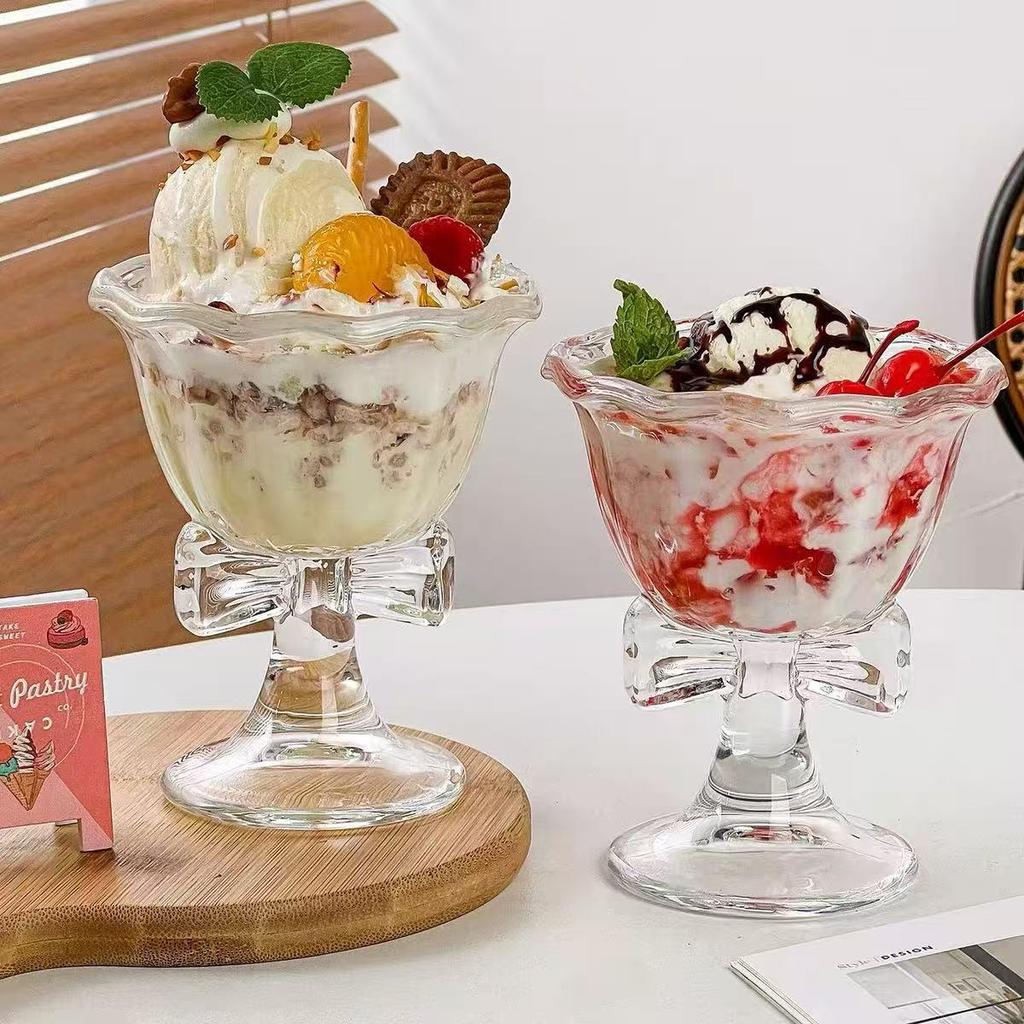 Elegant High-Stem Glasses for Ice Cream, Jelly, Champagne, Wine, Cocktails & Coffee