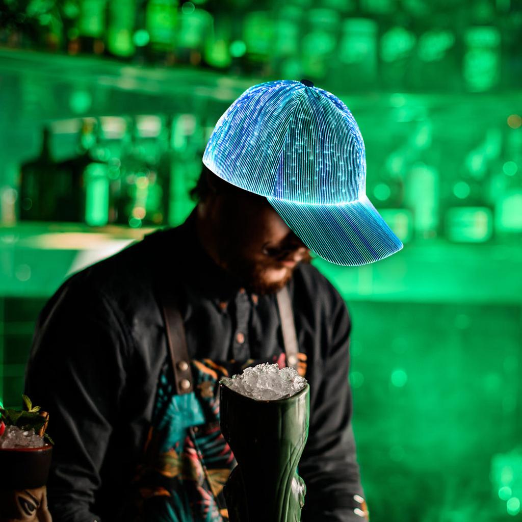 New Led Fiber Luminous Hat Bar Disco Luminous Baseball Cap Hip Hop Couple Flashing Hat