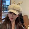 Girls Beret Subculture Rabbits Ear Painter Hat Artist Hat Gift for Halloween Rabbits Ear Decorated for Holiday
