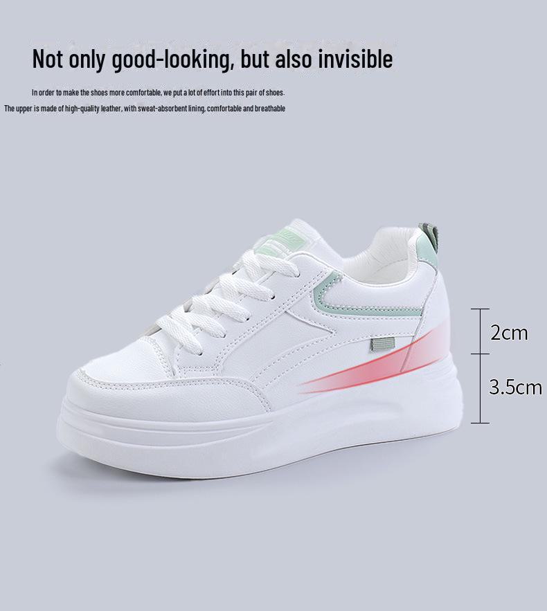 1720 Women's Thick-Soled White Sneakers: Breathable, Height-Enhancing, Versatile Shoes for Spring, Summer, and Autumn 2021
