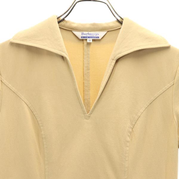 Burberrys Blue Label Short Sleeve Stretch Skipper One Piece 38 Beige Women Used