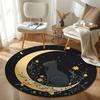 Folk Round Sun Multicolor Carpet, Non-Slip Floor Mat for Entryway