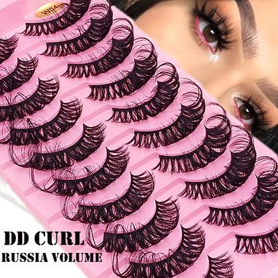 10 Pairs Eye Lashes Natural Long Wispy Volume DD Curl False Eyelashes Russia Volume Faux Mink