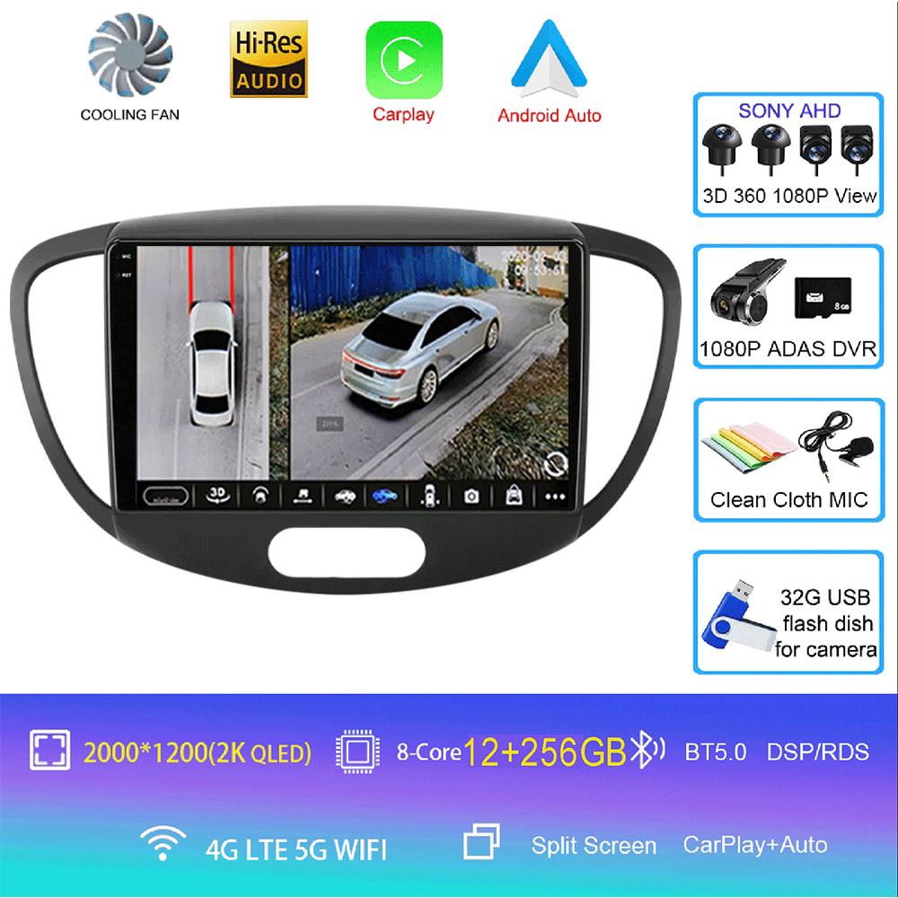 Android 14 Carplay Auto Car Radio For Hyundai I10 2007 - 2013 GPS Recorder Multimedia Video Player 4G+WiFi DSP