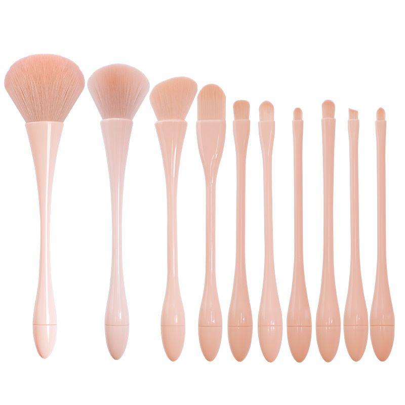 

Makeup Brush Suit Full Set Powder Brush Blush Brush Eye Shadow Brush Makeup for Beginners Tools Fluffy Goblet-skin color 10 sets + OPP packaging
