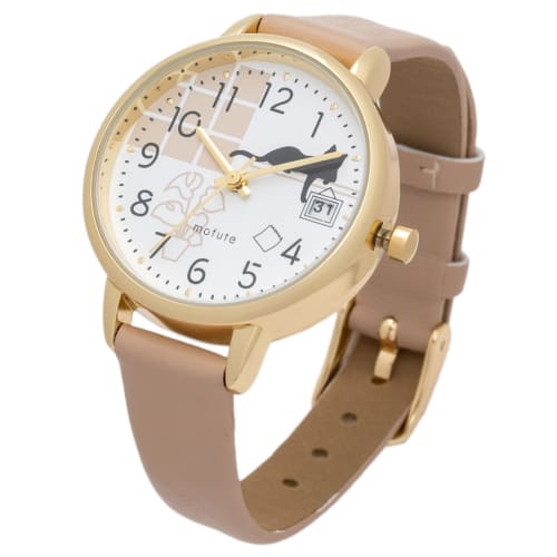 

Fieldwork Women s Analog Watch with Leather Strap, Calendar, Date Display, Cat Design, Nyakare, Beige, ST295-1