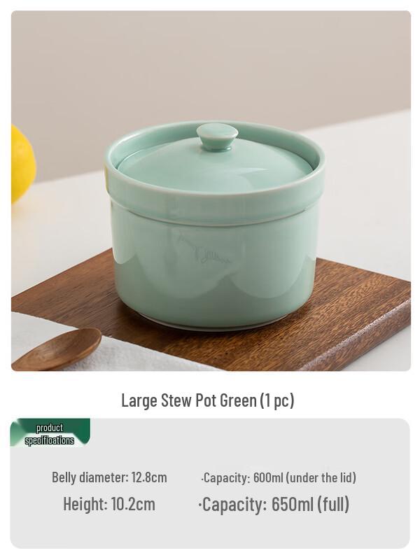 Zhao Ran Household Double Boiler Ceramic Steaming Bowl with Lid