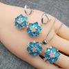Explosions Fashion Jewelry Crystal Square Zircon Necklace Earrings Ring Set of Three