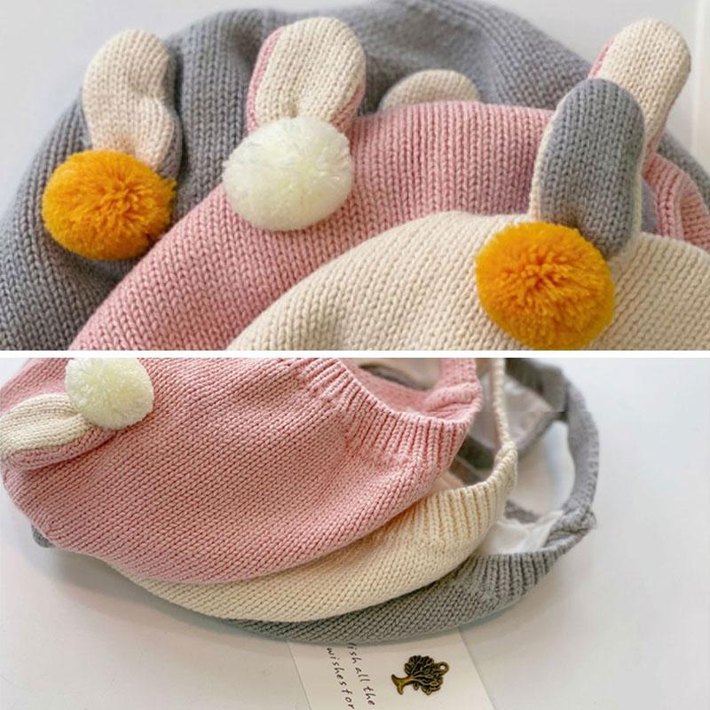 Cute Pompom Baby Knitted Hat Autumn Winter Warm Infant Boy Girl Beanie Cap Soft Thick Woolen Newborn Toddler Ear Protection Hat Bonnet