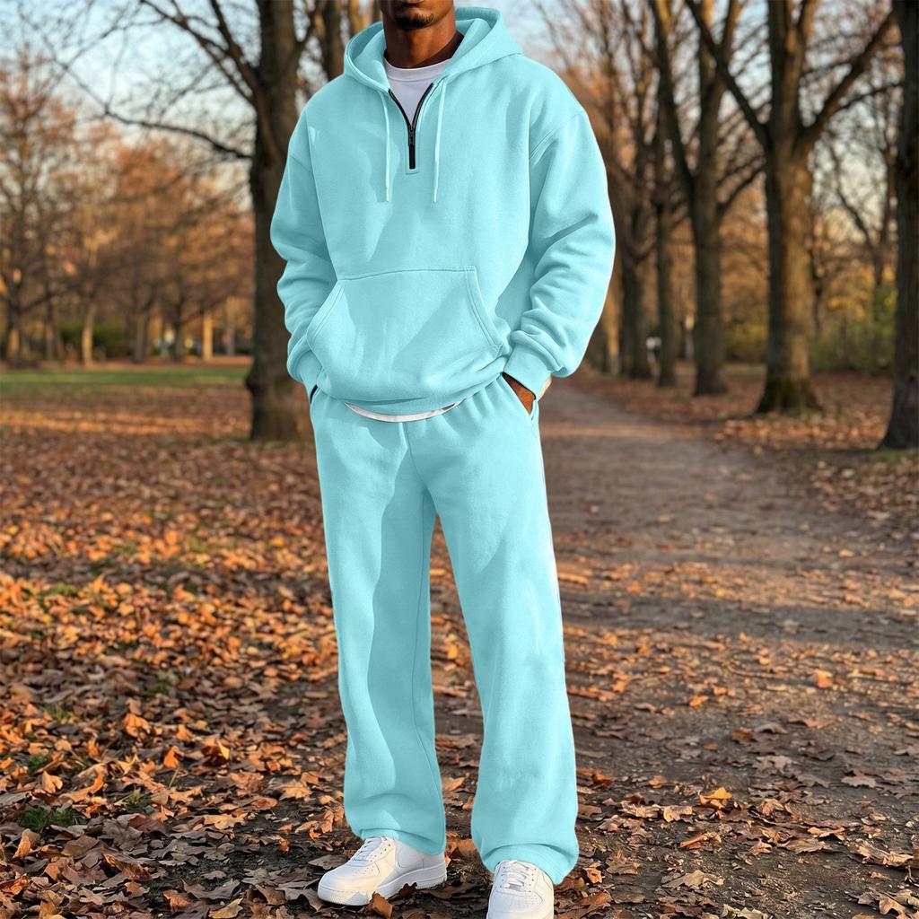 Herren 2-teiliges Set: Reißverschluss-Kapuzenpullover und Jogginghose mit elastischem Bund für Outdoor-Sport und Freizeit
