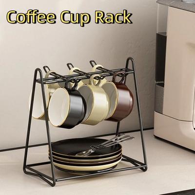 6 Cups Coffee Cup Holder Iron Cup Storage Rack Durable Vertical Coffee Cup Rack  Kitchen