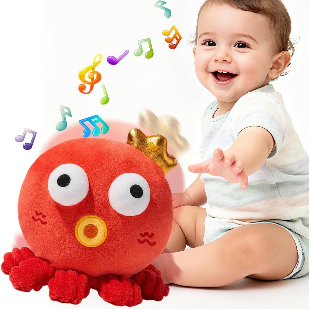 TENGEE Baby Toy for 3-Year-Olds, Crab and Octopus, Voice Recording and Music Playback, Crawling and Walking Practice, Encourages Talking, Soft