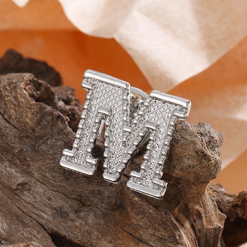 2Pcs Initial A To Z 26 Letters Pin Silver Color Fashion Metal Alphabet Women Men Suit Collar Lapel Brooch Pin Accessories