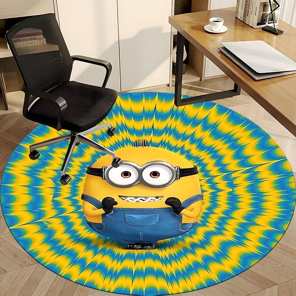 1 Pezzo Tappeto Rotondo da Ufficio Minion, Antiscivolo, Morbido e Resistente, per Decorazione d'Interni, Perfetto per Ufficio, Bella Decorazione