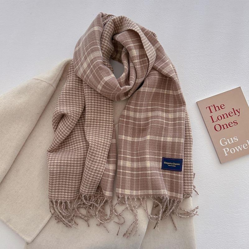 Autumn and winter new versatile scarf women's thickened woven thick beard fringed warm scarf imitation cashmere shawl