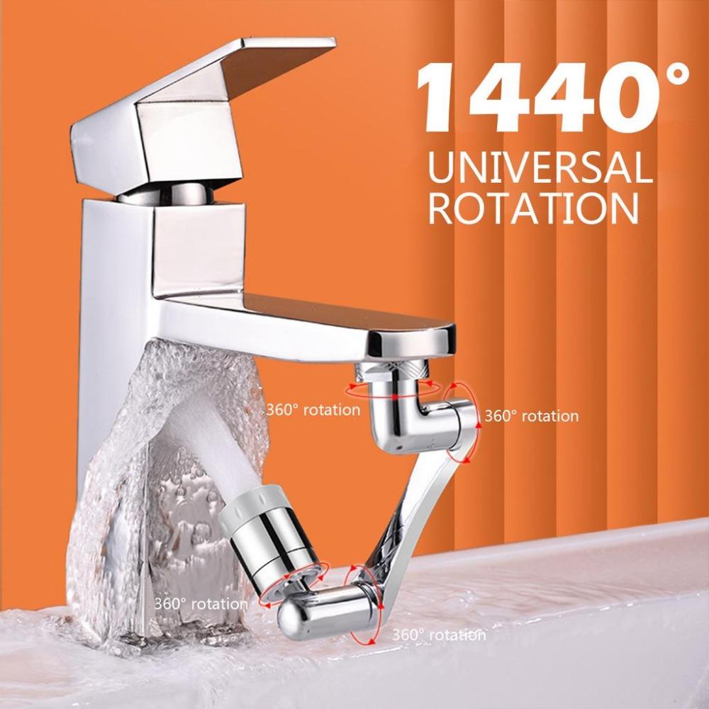 Universal 1440° Rotating Faucet Spray Head for Extension Mixer Taps Aerator Bubbler Nozzle Kitchen Faucet Robot Arm for Washbasin