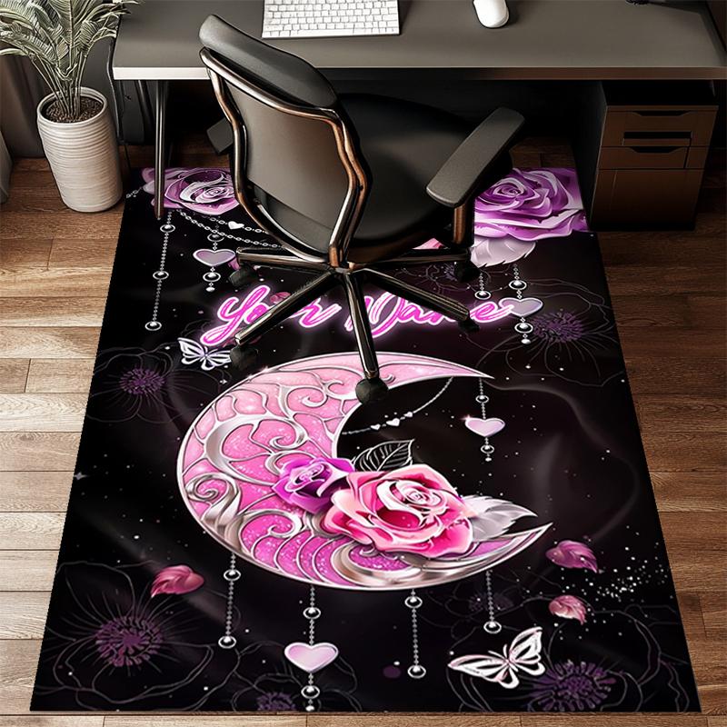 1PC Custom Name Moonlit Fantasy Garden Theme Floor Mat Ideal for Living Room, Game Rooms, Office, Bedroom Floor Mat Design
