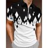 Men's geometric printed clothing design T-shirt, polo shirt with collar and short sleeves, men's single piece