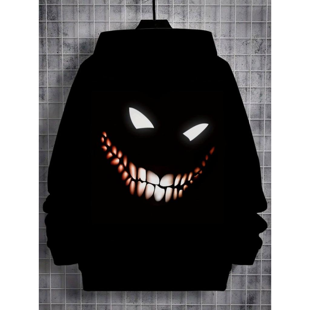 Boys' 3D hooded sweatshirt, suitable for Halloween parties, lightweight and durable, featuring a bright pumpkin design