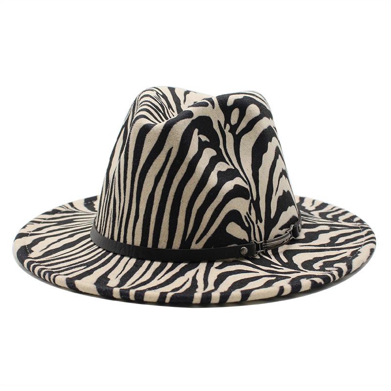 

Men S And Women S Striped Woolen Top Hat, Jazz Hat, Felt Hat M（56-58cm） бежевий