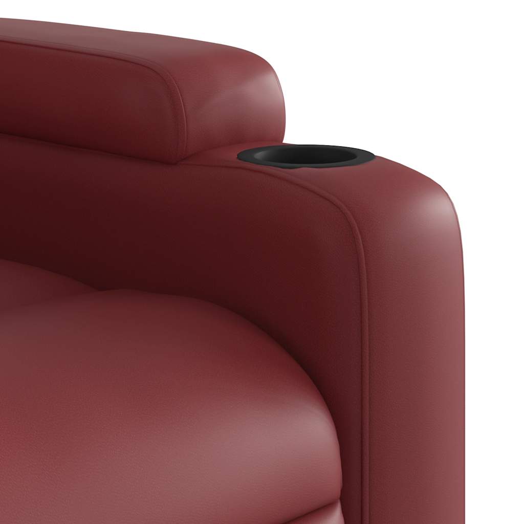 Recliner Chair Burgundy Synthetic Leather