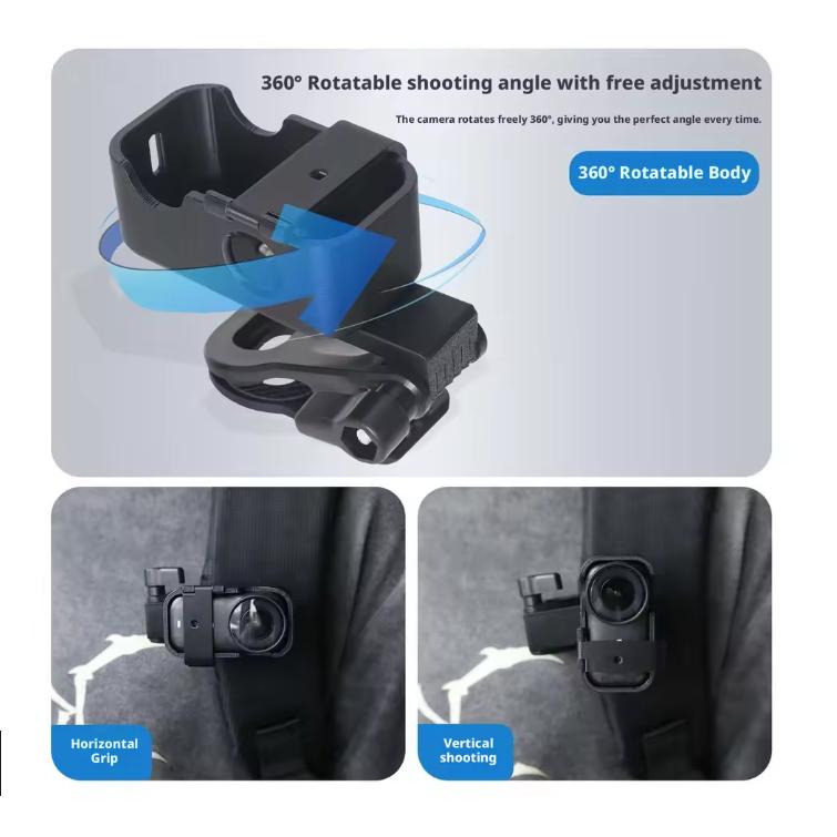 Rucksackclip-Adapter für DJI Osmo Nano 360° drehbarer Schnellverschluss-Vlog-Halter Anti-Drop-Halterung Kamera-Zubehör