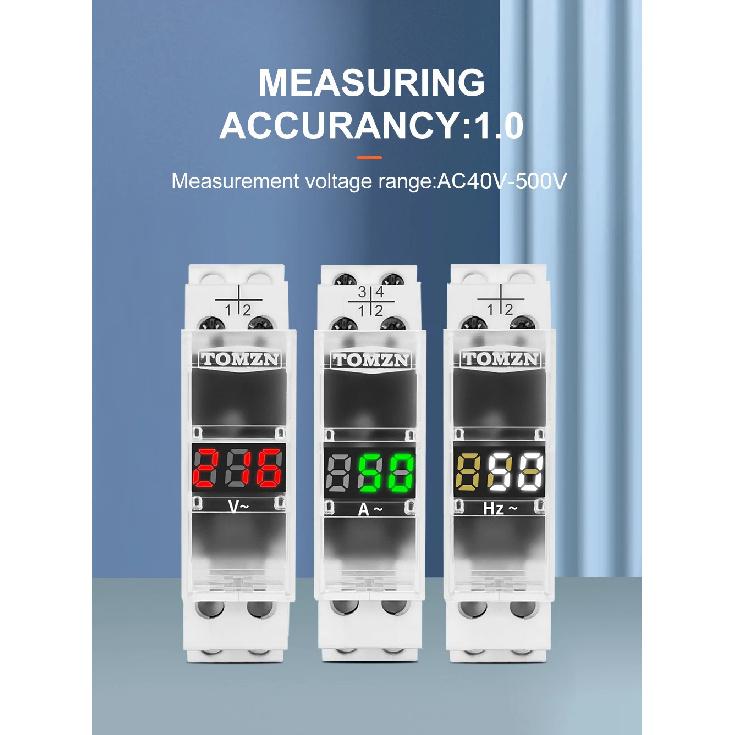 Din Rail 18mm AC 40-500V 220V 380V Voltage Meter Ammeter Single Three Phase Modular Indicator LED Digital Display Detector NEW