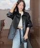 Drawfit Women Button Leather Half Jacket [Brown]