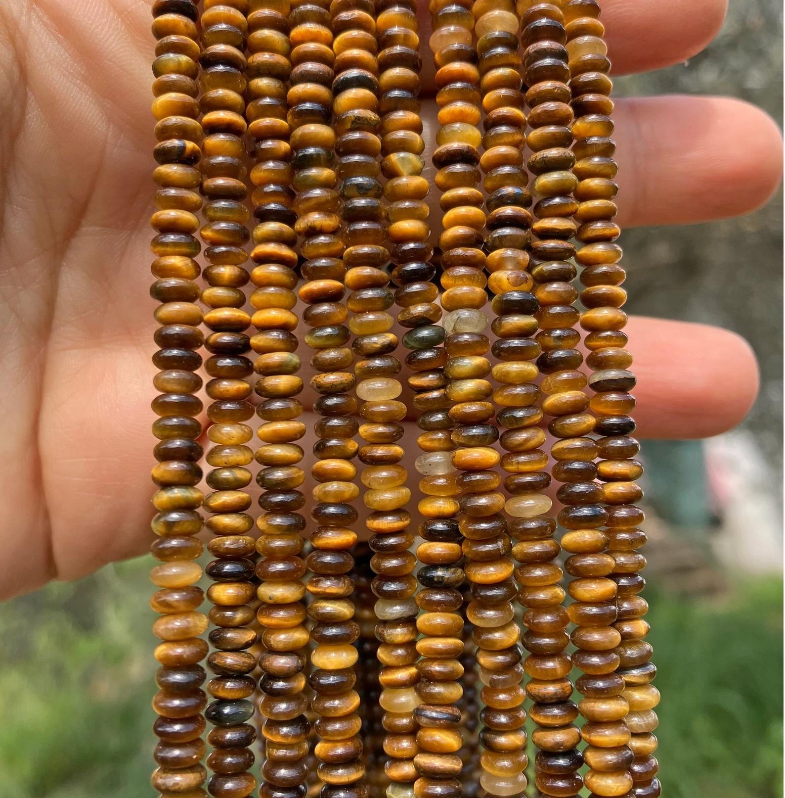 

2x4mm Rondelle Tiger s Eye Gemstone Beads 2X4MM