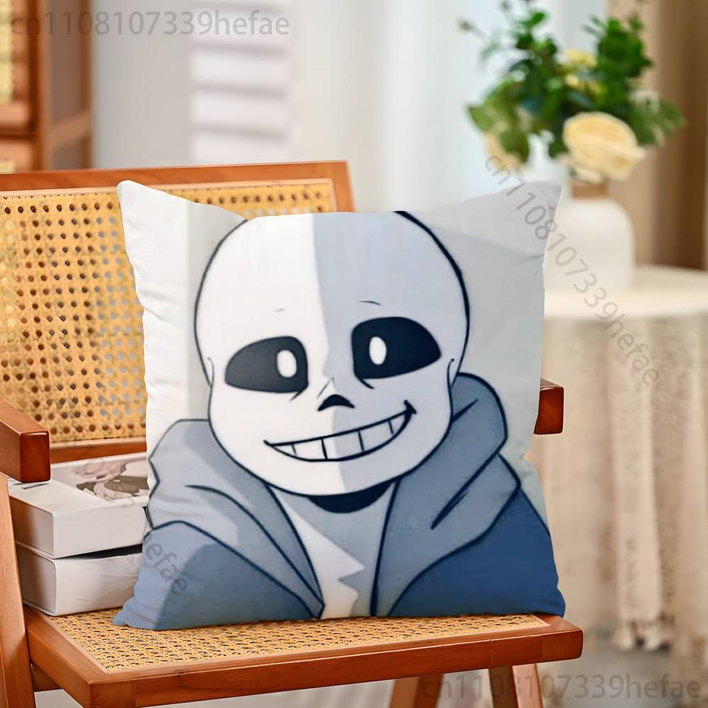 UUndertaleS Sans Pillow Case Plush Pillow Cases Home Decoration Pillow Cover for Sofa Bed Chair Living Room