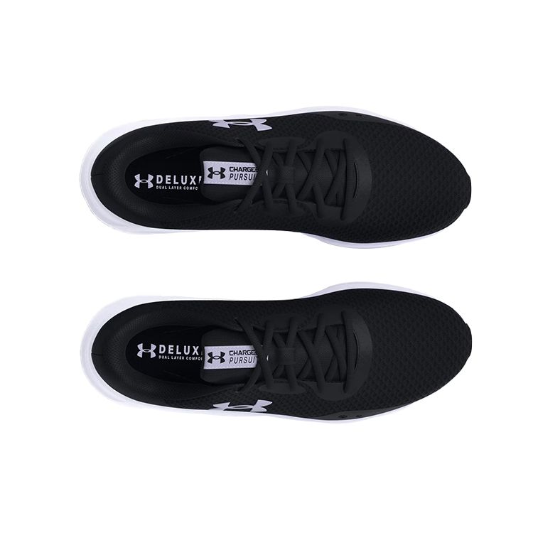 Under Armour Charged Pursuit 3 Black White Women Sneakers 3024889-001