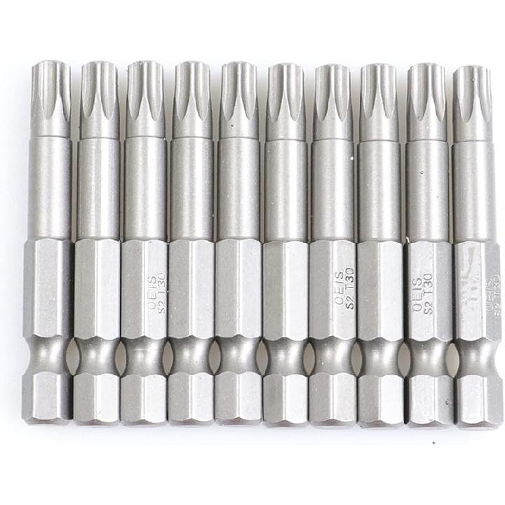 50mm 10Pcs OR 13Pcs Set Security Tamper Proof Magnetic Screwdriver Drill Bit Screw Driver Bits Hex Torx Flat Head 1/4" Hand Tool Screwdriver(T30