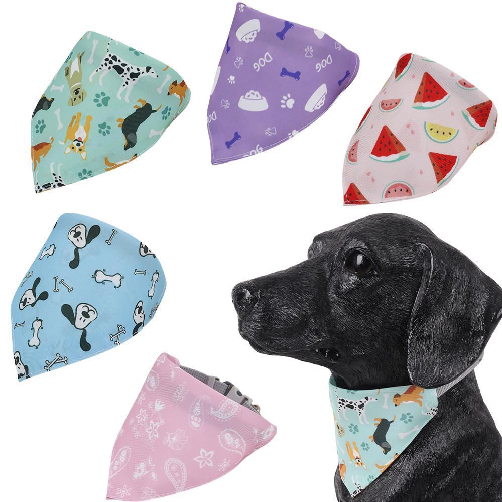 Adjustable Pet Bandana Cotton - Dog Cat Cartoon Print Drool Bib for Daily Use, Triangle Scarf Puppy Kitten Neckwear