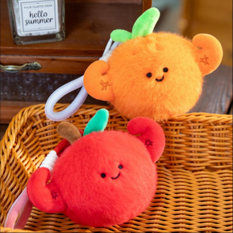 Cute Fun Plush Exercise Fruit Keychain Cartoon Simulated Fruit Stuffed Doll Backpack Pendant Decorative Key Chain Accessories
