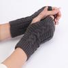 1 Pair Acrylic  Unisex Comfortable Short Figure 8 Twist Half Fingerless Gloves for Typing for Men and Women