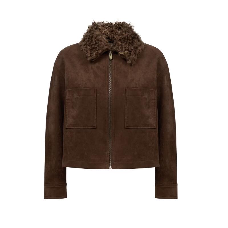 VEROMODA Women's Detachable Faux Fur Lined Matte Drop Shoulder Jacket