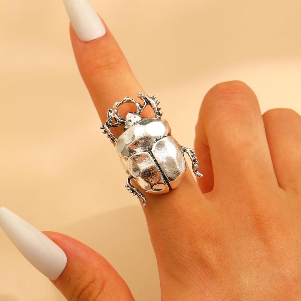 European & American Bold Cicada Beetle Ring - Unisex, Adjustable Index Finger Accessory.