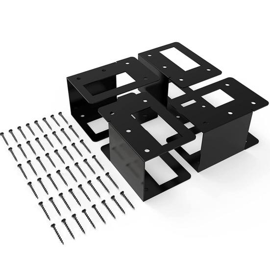 4Pcs Firewood Holder Brackets Firewood Log Storage Rack Brackets with Screws Heavy Duty Coated Metal Brackets for Indoor Outdoor Firewood Log Storage