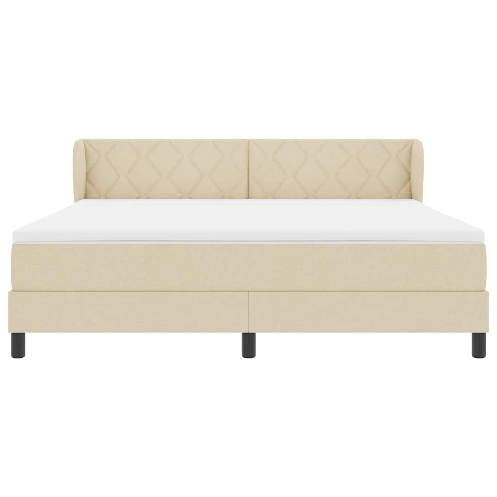 Box Spring Bed with Headboard Cream 180 x 200 cm Fabric