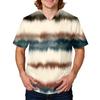 Unisex V Neck Short Sleeve Printed Scrub Top with Pocket and Tie Dye Pattern for Uniform
