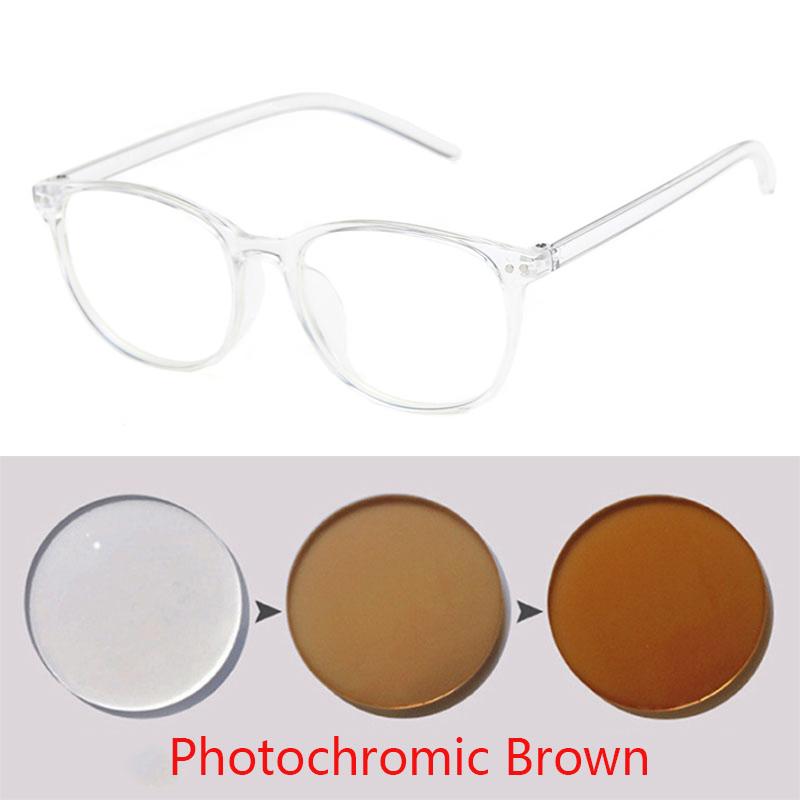 Rivets Finished Myopia Glasses Change Color Photochromic Eyewear Women Men Prescription 0 -0.5 -1.0 -1.5 -2.0 -2.5 -3.0 To -6.0