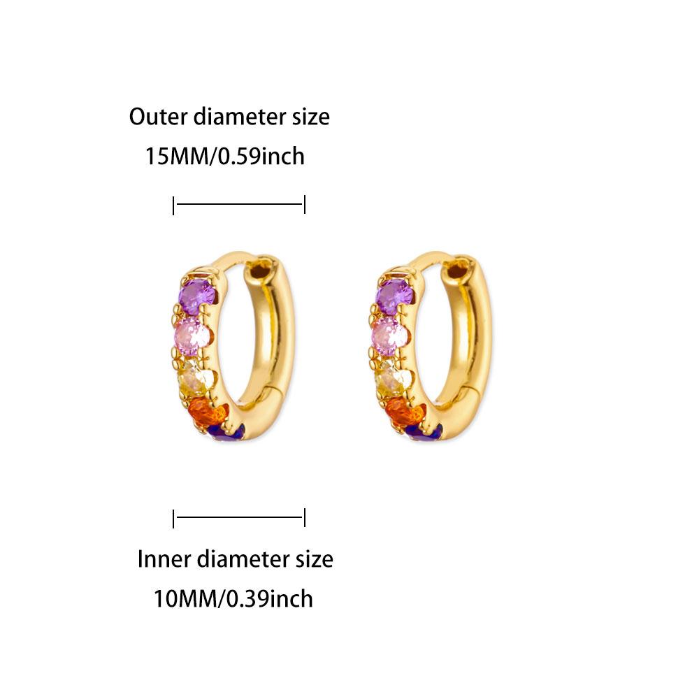 Luxury Stainless Steel Colored Zirconia Earring for Women Gold Color Anti Fading Earring Wedding Vacation Jewelry Accessories