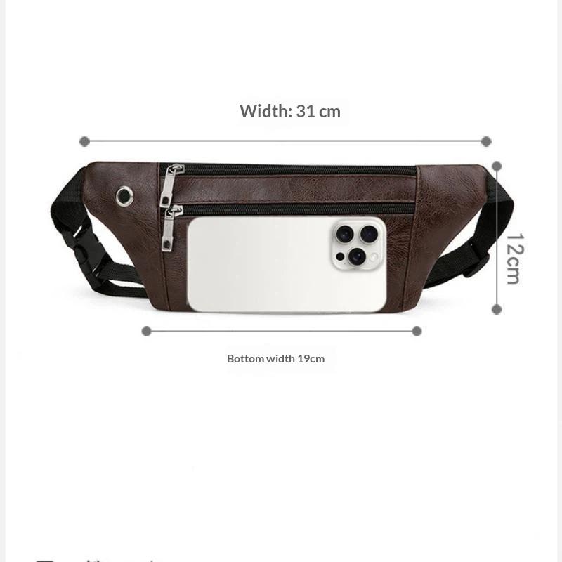 Bauchtasche Herren Tragbarer Gürtel Handy-Bauchtasche Schicht PU-Leder Multifunktional Einzelne Schulter Crossbody Handy-Tasche