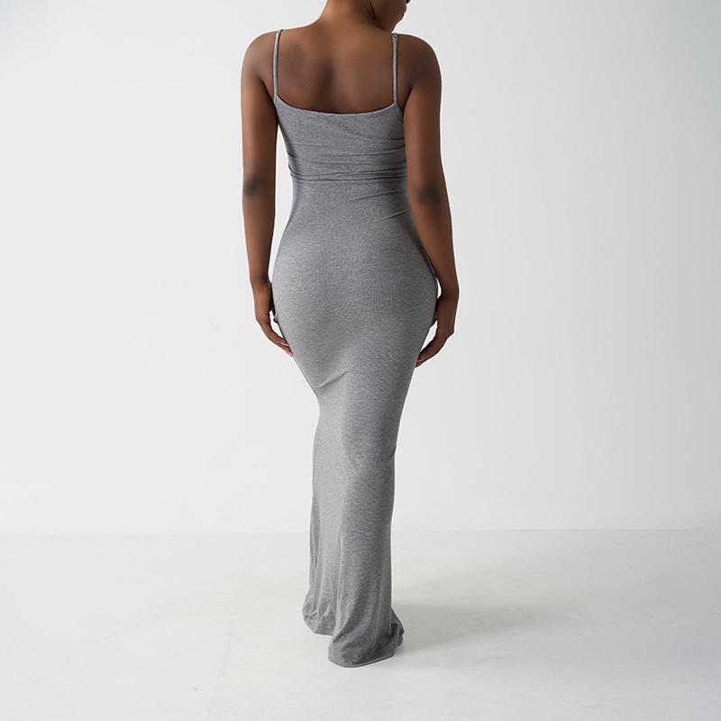 European & American Summer Slim Modal Ribbed Camisole Dress: Women's Socialite Style