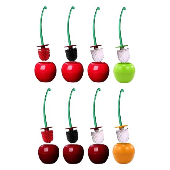 Yousheng Cherry Shape Toilet Brush with Holder Bowl Long Handle Design Comfortable Grip Household Bathroom Cleaning Tool Cleaner