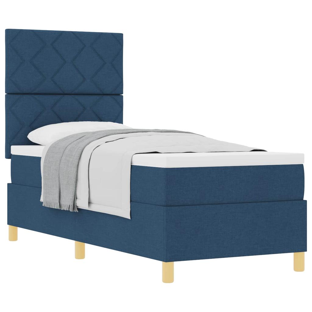 Box Spring Bed with Headboard Blue 80 x 200 cm Fabric