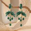 Jugendstil Blatt-Hängeohrringe mit Zirkonia für elegante Abendgarderobe